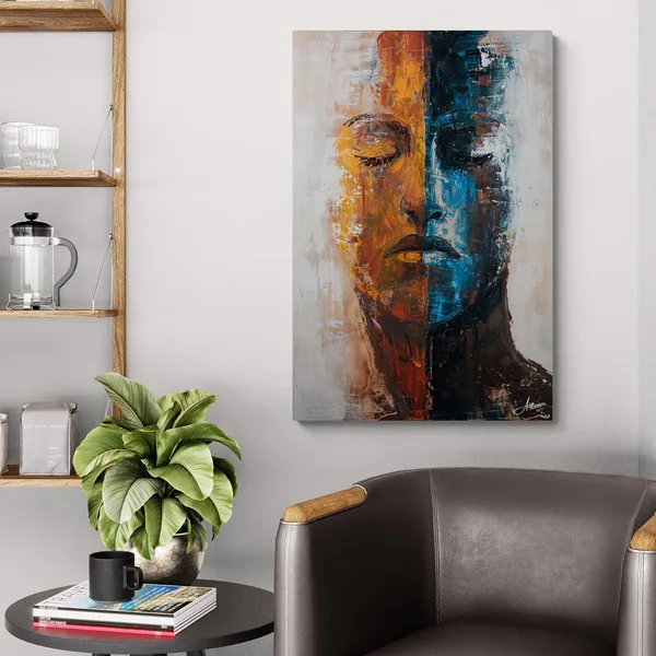 Abstract_Dual_Tone_Human_Portrait_Framed_Canvas_Painting_For_Home_And_Offices