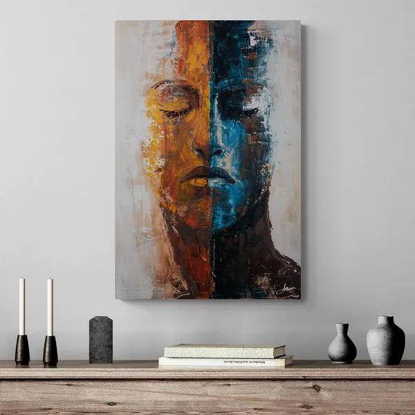 Abstract_Dual_Tone_Human_Portrait_Framed_Canvas_Painting_For_Home_And_Offices