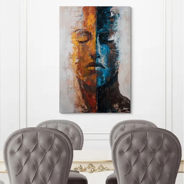 Abstract_Dual_Tone_Human_Portrait_Framed_Canvas_Painting_For_Home_And_Offices