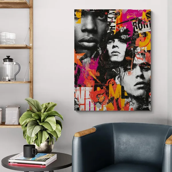 Bold_Urban_Collage_Abstract_Faces_Framed_Canvas_Painting_For_Home_And_Offices