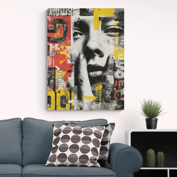 Editorial_Collage_Abstract_Portrait_Framed_Art_Canvas_Painting_For_Home_And_Offices