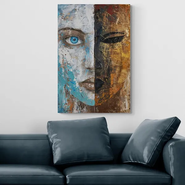 Split_Face_Abstract_Human_Framed_Art_Canvas_Painting_For_Home_And_Offices