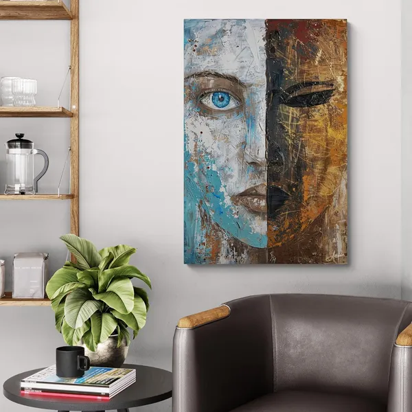 Split_Face_Abstract_Human_Framed_Art_Canvas_Painting_For_Home_And_Offices