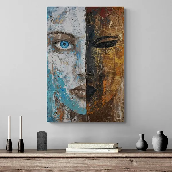 Split_Face_Abstract_Human_Framed_Art_Canvas_Painting_For_Home_And_Offices