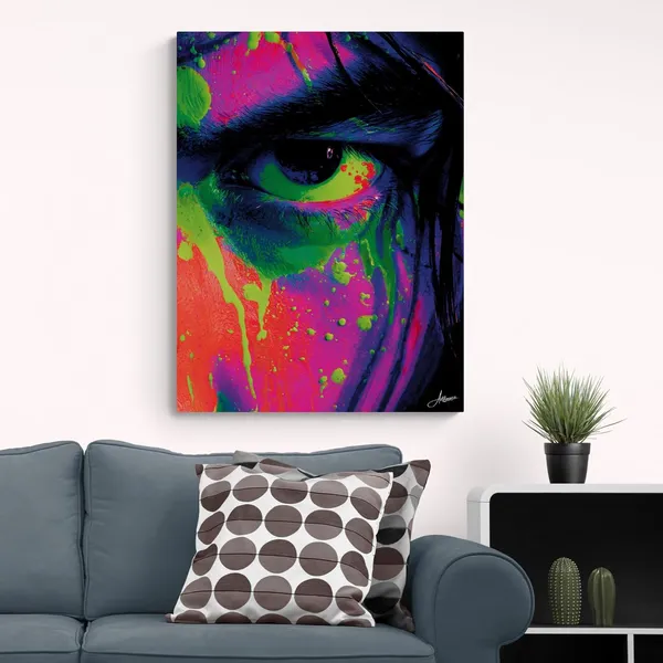 Neon_Abstract_Human_Face_Framed_Art_Canvas_Painting_For_Home_And_Offices