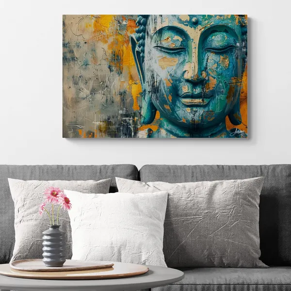 Teal_Gold_Buddha_Framed_Art_Abstract_Canvas_Painting_For_Home_And_Offices