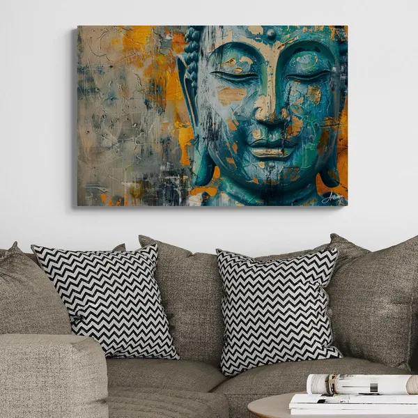 Teal_Gold_Buddha_Framed_Art_Abstract_Canvas_Painting_For_Home_And_Offices