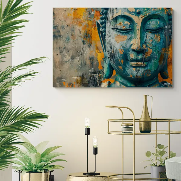Teal_Gold_Buddha_Framed_Art_Abstract_Canvas_Painting_For_Home_And_Offices