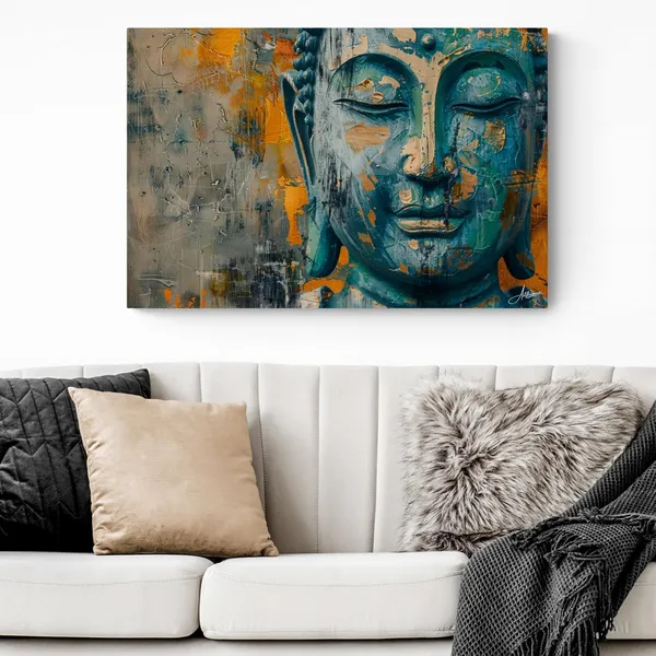 Teal_Gold_Buddha_Framed_Art_Abstract_Canvas_Painting_For_Home_And_Offices