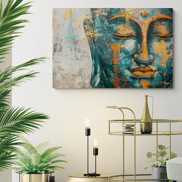 Modern_Teal_Buddha_Framed_Art_Contemporary_Canvas_Painting_For_Home_And_Offices