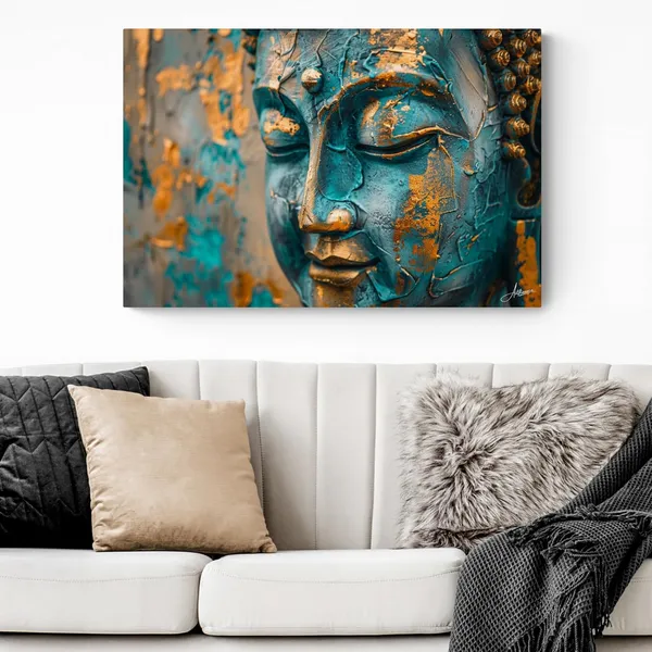 Teal_Gold_Buddha_Framed_Art_Artistic_Canvas_Painting_For_Home_And_Offices