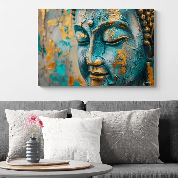 Teal_Gold_Buddha_Framed_Art_Artistic_Canvas_Painting_For_Home_And_Offices