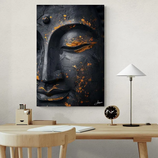 Textured_Black_Buddha_Framed_Art_Premium_Canvas_Painting_For_Home_And_Offices