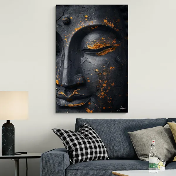 Textured_Black_Buddha_Framed_Art_Premium_Canvas_Painting_For_Home_And_Offices