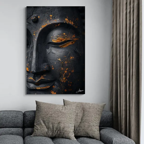 Textured_Black_Buddha_Framed_Art_Premium_Canvas_Painting_For_Home_And_Offices
