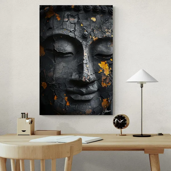 Black_Gold_Textured_Buddha_Framed_Art_Canvas_Painting_For_Home_And_Offices