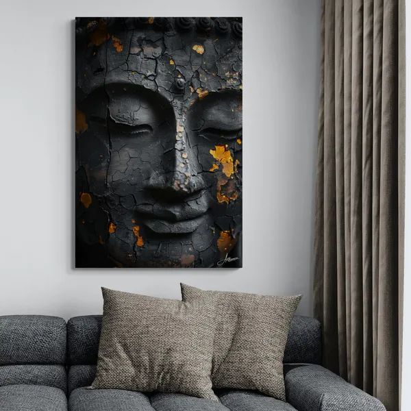 Black_Gold_Textured_Buddha_Framed_Art_Canvas_Painting_For_Home_And_Offices