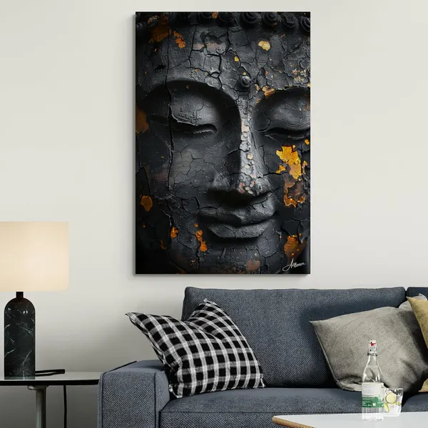 Black_Gold_Textured_Buddha_Framed_Art_Canvas_Painting_For_Home_And_Offices