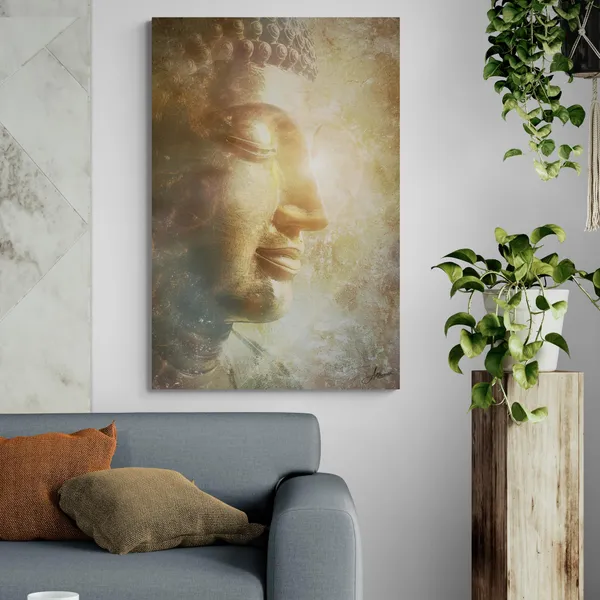 Golden_Light_Buddha_Framed_Art_Side_Canvas_Painting_For_Home_And_Offices