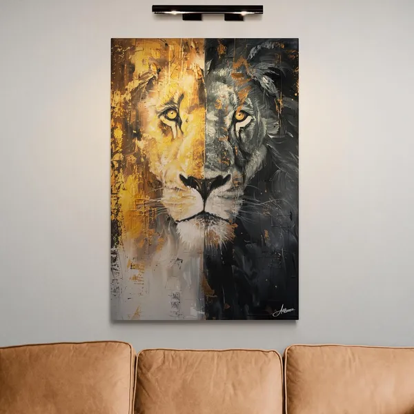 Golden_Contrast_Lion_Framed_Art_Premium_Canvas_Painting_For_Home_And_Offices
