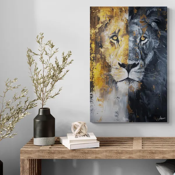 Golden_Contrast_Lion_Framed_Art_Premium_Canvas_Painting_For_Home_And_Offices