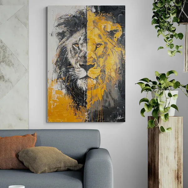 Split_Power_Lion_Framed_Art_Premium_Canvas_Painting_For_Home_And_Offices