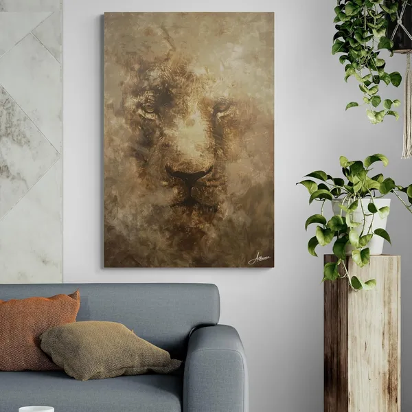 Earthbound_Lion_Framed_Art_Premium_Textured_Canvas_Painting_For_Home_And_Offices