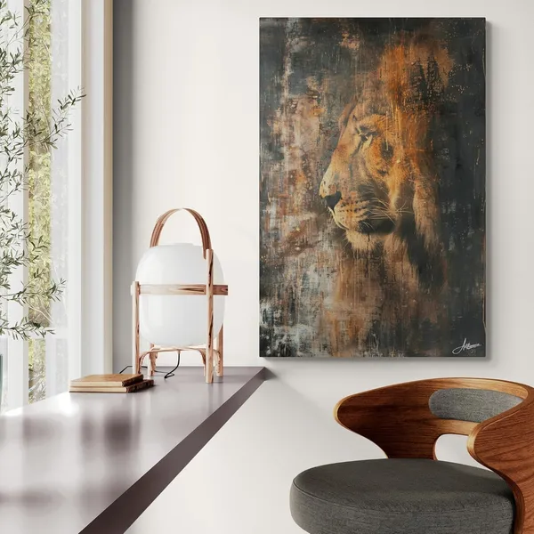 Introspective_Lion_Framed_Art_Premium_Moody_Canvas_Painting_For_Home_And_Offices