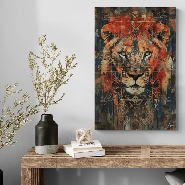 Tribal_Geometry_Lion_Framed_Art_Premium_Canvas_Painting_For_Home_And_Offices