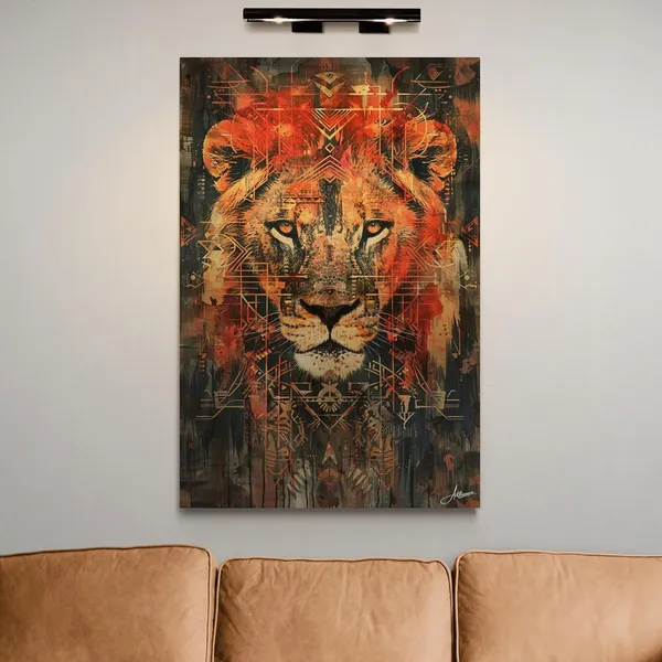 Tribal_Geometry_Lion_Framed_Art_Premium_Canvas_Painting_For_Home_And_Offices