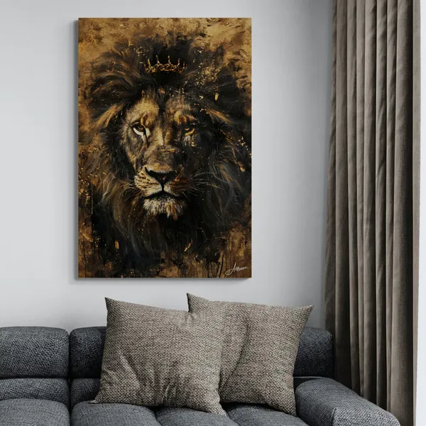 Golden_Crown_Lion_Framed_Art_Premium_Canvas_Painting_For_Home_And_Offices