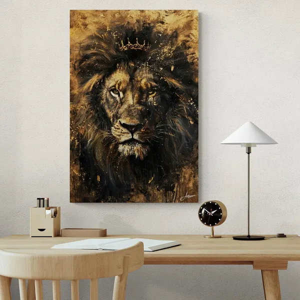Golden_Crown_Lion_Framed_Art_Premium_Canvas_Painting_For_Home_And_Offices
