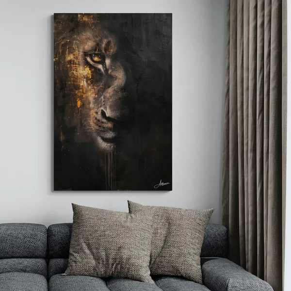 Shadow_Gaze_Lion_Framed_Art_Premium_Canvas_Painting_For_Home_And_Offices