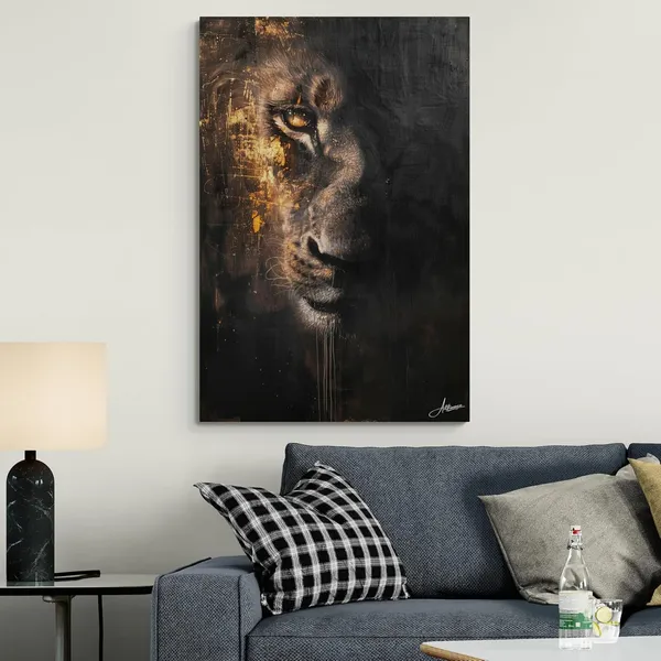 Shadow_Gaze_Lion_Framed_Art_Premium_Canvas_Painting_For_Home_And_Offices
