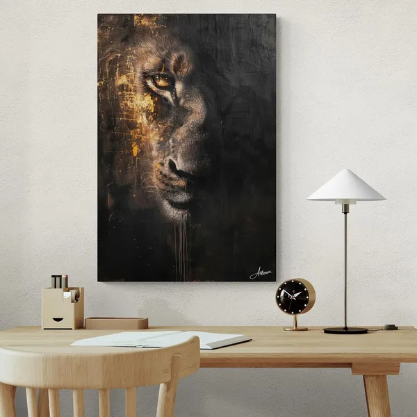 Shadow_Gaze_Lion_Framed_Art_Premium_Canvas_Painting_For_Home_And_Offices