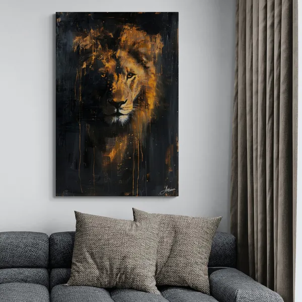 Midnight_Flame_Lion_Framed_Art_Premium_Canvas_Painting_For_Home_And_Offices