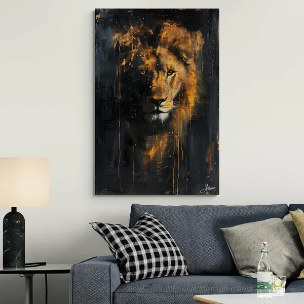 Midnight_Flame_Lion_Framed_Art_Premium_Canvas_Painting_For_Home_And_Offices