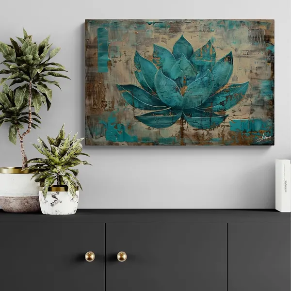 Blue_Lotus_Floral_Art_Hanging_Canvas_Painting_For_Home_And_Offices