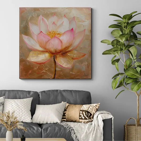 Luxury_Pink_Golden_Lotus_Framed_Art_Canvas_Painting_For_Home_And_Offices