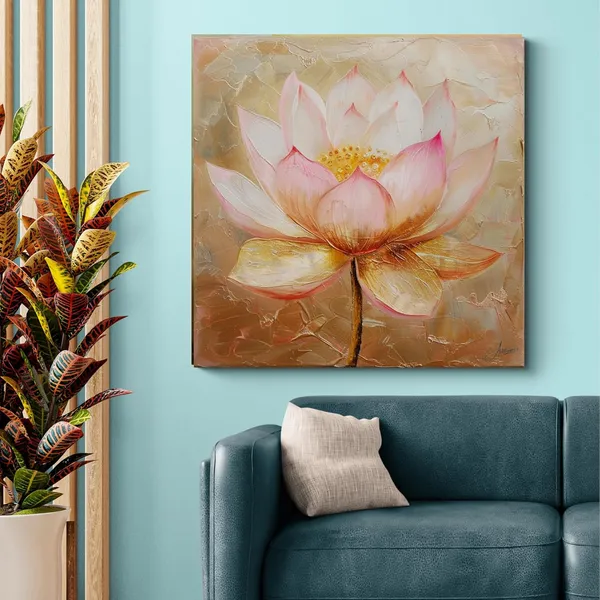 Luxury_Pink_Golden_Lotus_Framed_Art_Canvas_Painting_For_Home_And_Offices