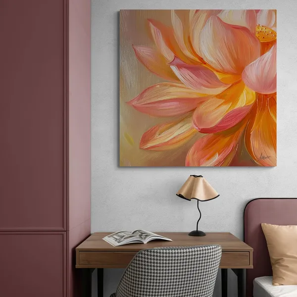 Orange_Lotus_Framed_Art_Decor_Modern_Canvas_Painting_For_Home_And_Offices