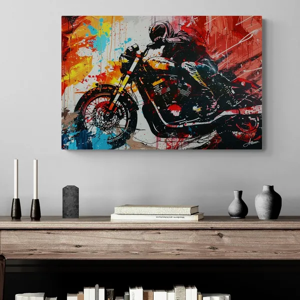 Urban_Motion_Motorcycle_Framed_Art_Premium_Canvas_Painting_For_Home_And_Offices