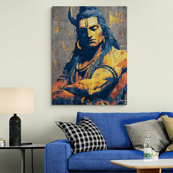Powerful_Shiva_Subtle_Orange_Blue_Shivji_Framed_Canvas_Painting_For_Home_And_Offices