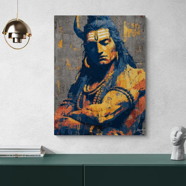 Powerful_Shiva_Subtle_Orange_Blue_Shivji_Framed_Canvas_Painting_For_Home_And_Offices