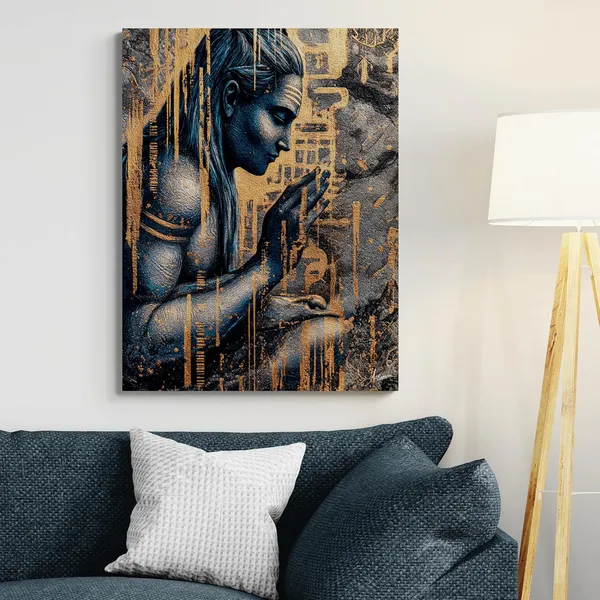 Shiva_Prayer_Blue_Gold_Spiritual_Shivji_Framed_Canvas_Painting_For_Home_And_Offices