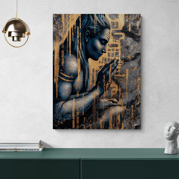 Shiva_Prayer_Blue_Gold_Spiritual_Shivji_Framed_Canvas_Painting_For_Home_And_Offices