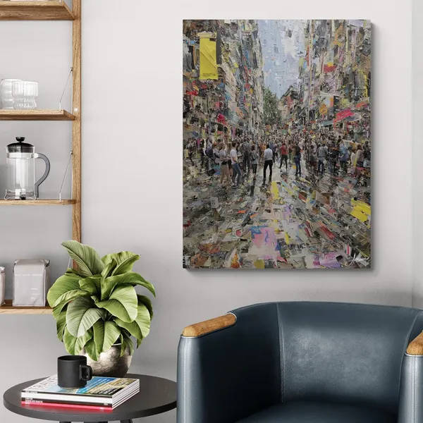 Abstract_Urban_Street_View_Framed_Art_Canvas_Painting_For_Home_And_Offices