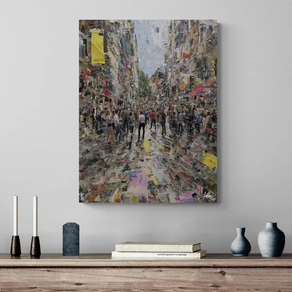 Abstract_Urban_Street_View_Framed_Art_Canvas_Painting_For_Home_And_Offices