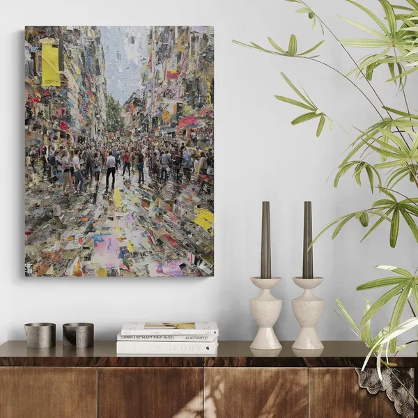 Abstract_Urban_Street_View_Framed_Art_Canvas_Painting_For_Home_And_Offices