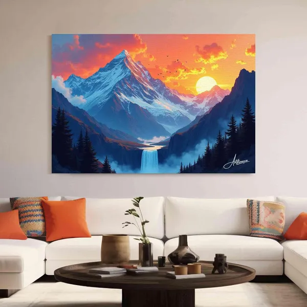 Mountain_Waterfall_Nature_380_Gsm_Fade_Resistant_Canvas_Painting_For_Home_And_Offices